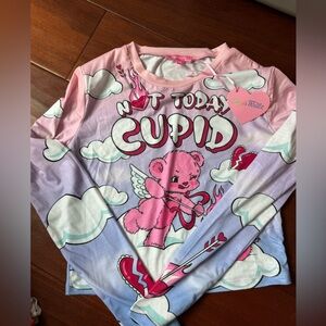 Sugar thrills Not Today cupid tee NWT